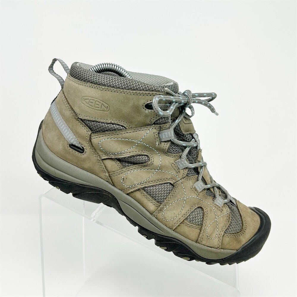 KEEN Womens Waterproof Mid Hiking Boots Brown/Gray Lace-Up Outdoor Trail 8.5
